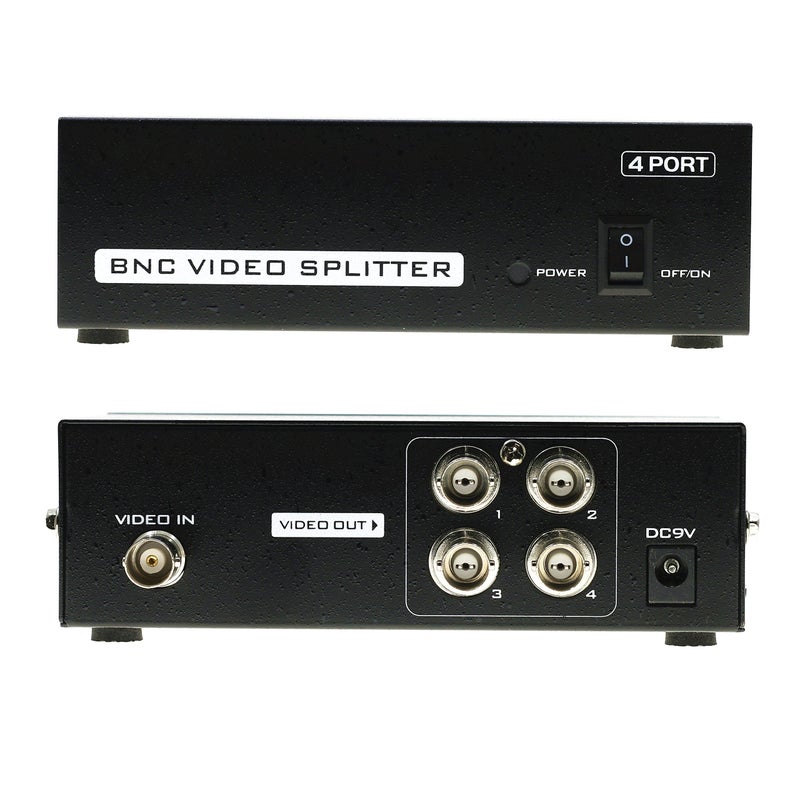 Optimal Shop 4 Ports BNC Video Splitter 1 in 4 Out BNC Coaxial TV CCTV DVR Composite Video Adapter Black - Image 2